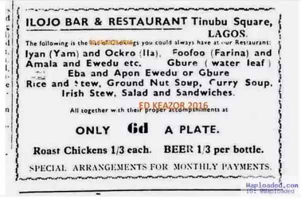 Checkout this classic 1939 advert by a Lagos restaurant